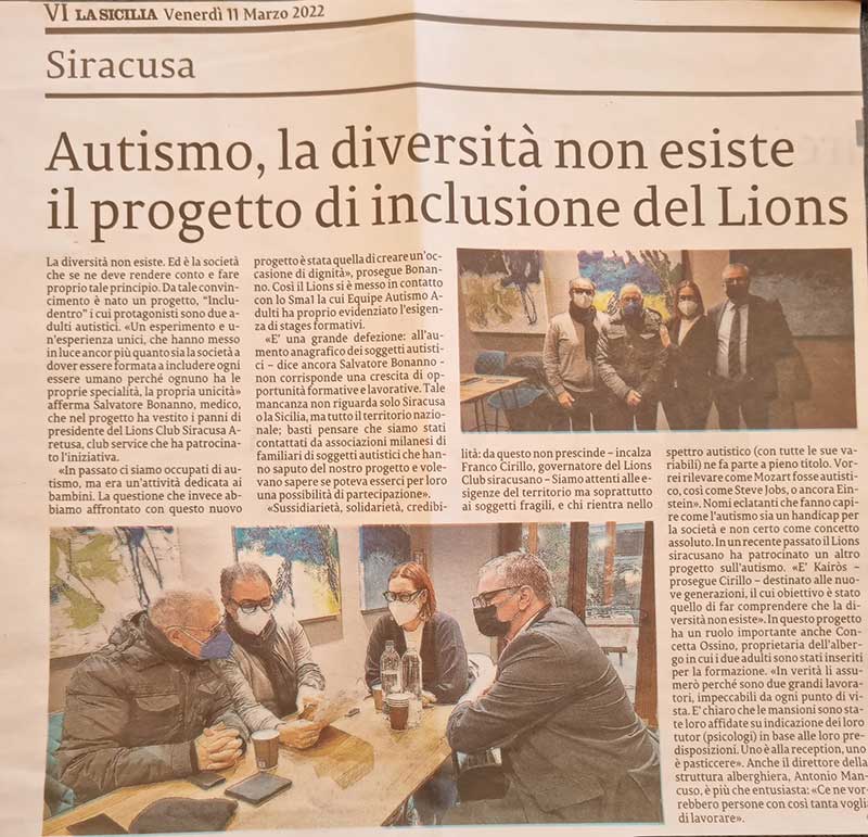 AUTISMO, la diversità non esiste, progetto inclusione Lions
